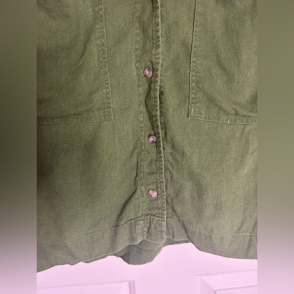 Universal Thread Womens Linen Blend Shirt XXL Green Button Up Top (0278) - Picture 7 of 7
